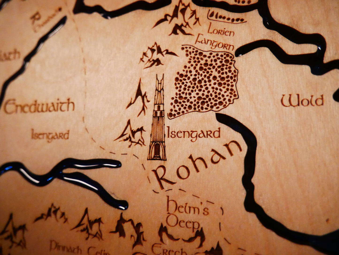 Epoxy Poured Map of Middle Earth