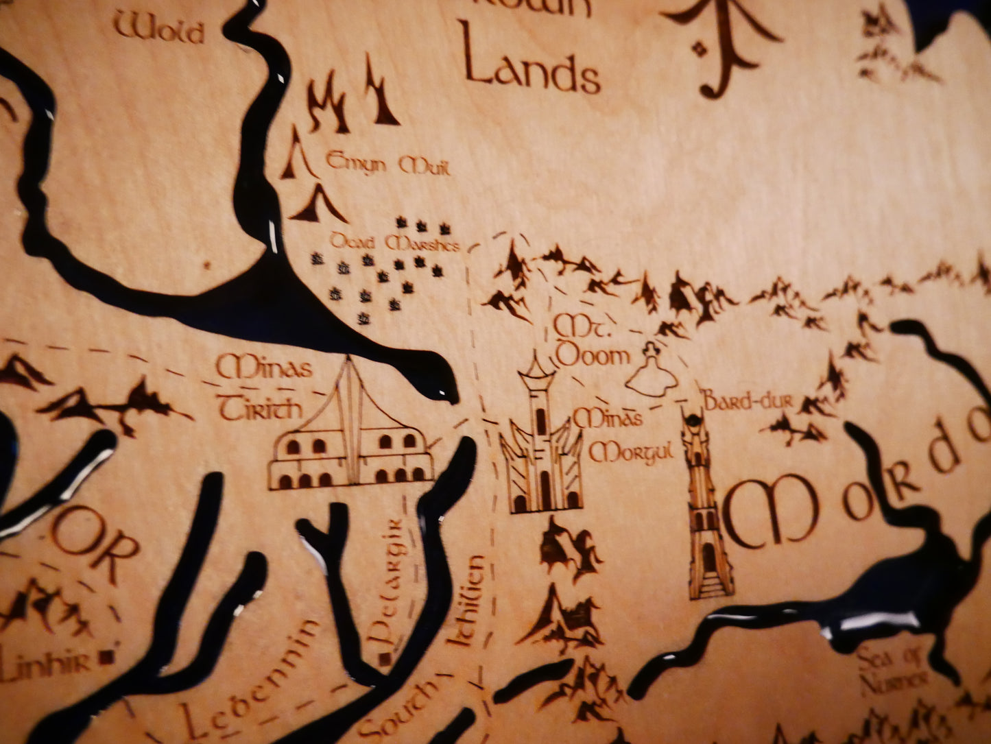 Epoxy Poured Map of Middle Earth