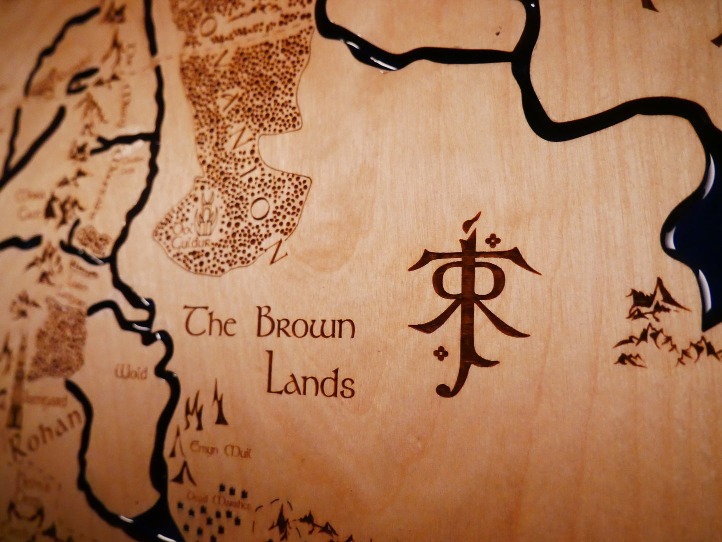 Epoxy Poured Map of Middle Earth