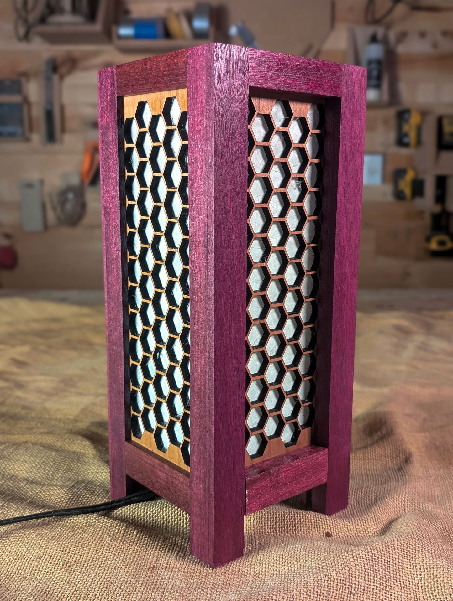 Purpleheart Honeycomb Lamp